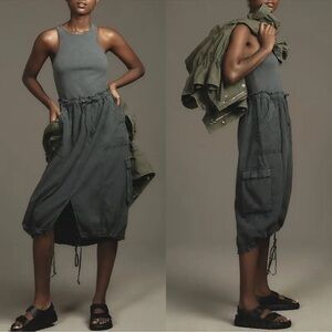 NWT Anthropologie Daily Practice Be Bold Racerback Twofer Dress Washed Black S